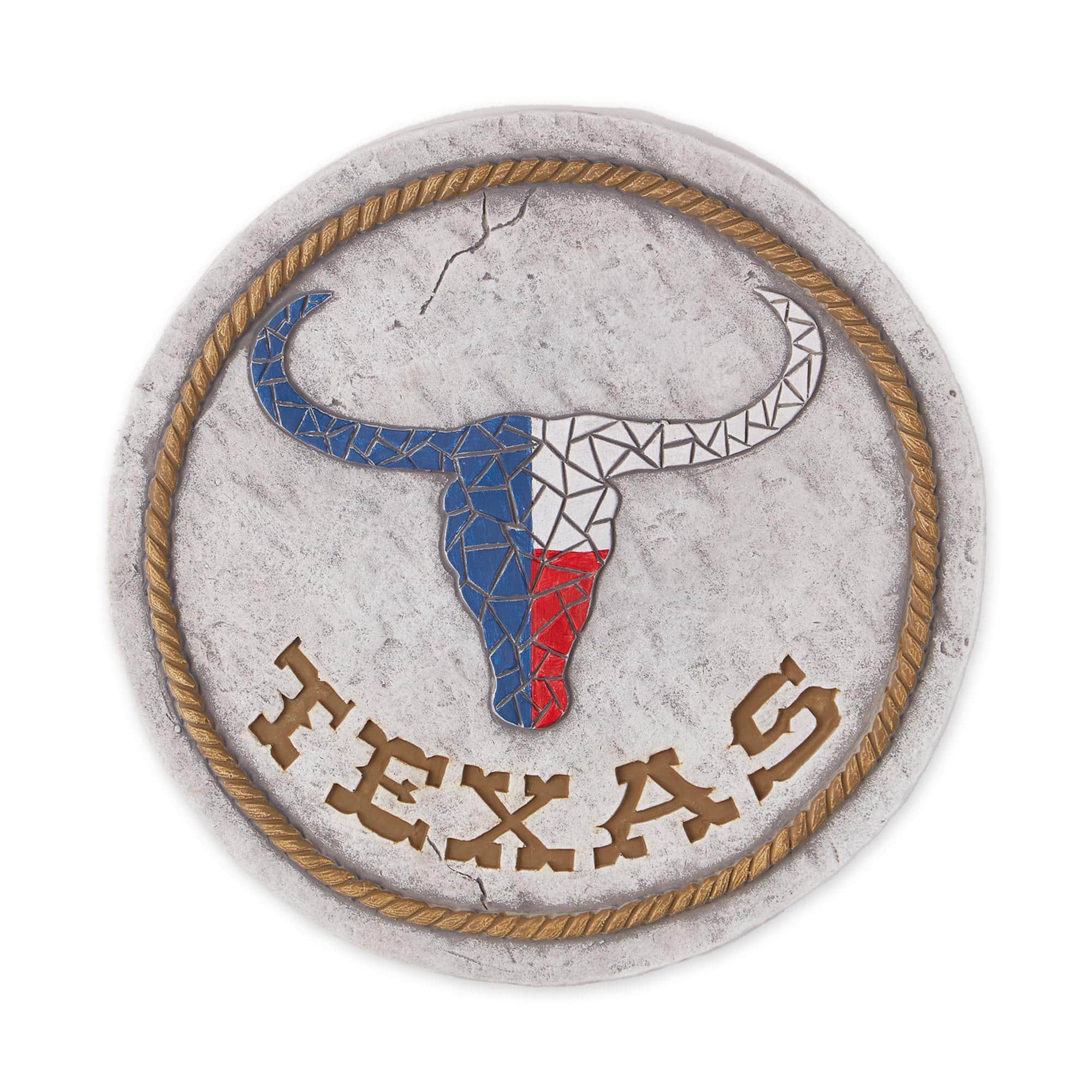 10" Texas Longhorn Flag Cement Stepping Stone